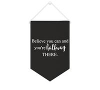 Striscione in tela con scritta "Believe You Can And You're Halfway There", da appendere alla parete, decorazione per la casa, per soggiorno, camera da letto, ufficio, regali per le vacanze, 25,4 x