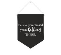 Striscione in tela con scritta "Believe You Can And You're Halfway There", da appendere alla parete, decorazione per la casa, per soggiorno, camera da letto, ufficio, regali per le vacanze, 25,4 x