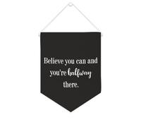 Striscione in tela con scritta "Believe You Can And You're Halfway There", da appendere alla parete, decorazione per la casa, per soggiorno, camera da letto, ufficio, regali per le vacanze, 25,4 x