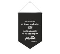 Striscione in tela con scritta "But Jesus looked at them and said with man this is impossible - striscione motivazionale da appendere alla parete, striscione decorativo per la casa, soggiorno, camera