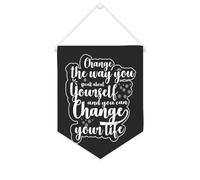 Striscione in tela con scritta "Change the Way You Speak About Yourself And You Can Change Your Life", 25,4 x 30,5 cm, motivazionale, da appendere alla parete, decorazione decorativa per camera da