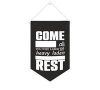 Striscione in tela con scritta "Come to me, all you who labor and are heavy laden", da appendere alla parete, decorazione per la casa, soggiorno, camera da letto, ufficio, vacanze, 25,4 x 38,1 cm