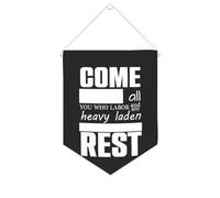 Striscione in tela con scritta "Come to me, all you who labor and are heavy laden", da appendere alla parete, decorazione per la casa, soggiorno, camera da letto, ufficio, vacanze, 25,4 x 30,5 cm