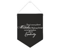 Striscione in tela con scritta "Don't Worry About Mistakes". Making Things Out of Mistakes, That's Creativity, 25,4 x 30,5 cm, motivazionale, da appendere alla parete, decorazione da parete per camera