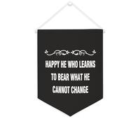 Striscione in tela con scritta "Happy He Who Learns to Bear What He Cannot Change", 30,5 x 40,6 cm, motivazionale, da appendere alla parete, decorazione da parete per camera da letto, cameretta dei