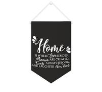 Striscione in tela con scritta "Home Is Where Love Resides, Memories Are Created, Friends Always Belong", 25,4 x 38,1 cm, motivazionale da appendere alla parete, decorazione da parete per camera da