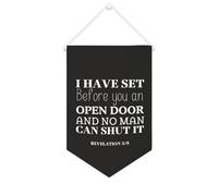 Striscione in tela con scritta "I have set before you an open door and no man can shut it", 25,4 x 38,1 cm, bandiera motivazionale da appendere alla parete, decorazione da parete per camera da letto