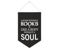 Striscione in tela con scritta in inglese "A Room Without Books Is Like A Body Without A Soul", da appendere alla parete, decorazione per la casa, per soggiorno, camera da letto, ufficio, regali per