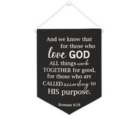 Striscione in tela con scritta in inglese "And We Know That for Those Who Love God All Things", da appendere alla parete, decorazione per la casa, per soggiorno, camera da letto, ufficio, regali per