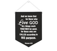 Striscione in tela con scritta in inglese "And We Know That for Those Who Love God All Things Work Together", da appendere alla parete, per soggiorno, camera da letto, ufficio, regali di vacanza