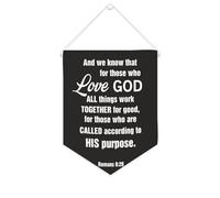 Striscione in tela con scritta in inglese "And We Know That for Those Who Love God All Things Work Together", da appendere alla parete, per soggiorno, camera da letto, ufficio, regali di vacanza