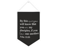 Striscione in tela con scritta in inglese "By This Everyone Will Know That You Are My Disceples" 25,4 x 38,1 cm, motivazionale da appendere alla parete, decorazione decorativa per camera da letto