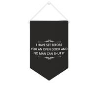 Striscione in tela con scritta in inglese "I have set before you an open door and no man can shut it", da appendere alla parete, striscione decorativo per la casa, per soggiorno, camera da letto