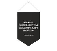 Striscione in tela con scritta in inglese "I Rebuke Every Assignment And Attack of The Enemy" da appendere alla parete, striscione decorativo da parete per soggiorno, camera da letto, ufficio, regali