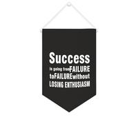 Striscione in tela con scritta in inglese "Success Is Going from Failure to Failure Without Losing Enthusiasm", da appendere alla parete, per soggiorno, camera da letto, ufficio, regalo per le vacanze
