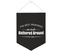 Striscione in tela con scritta in inglese "The Best Memories Are Made Gathered Around The Table", da appendere alla parete, decorazione per la casa, per soggiorno, camera da letto, ufficio, regali per