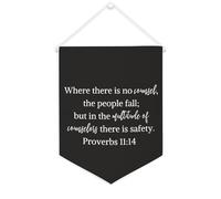 Striscione in tela con scritta in inglese "Where There Is No Counselthe People Fall", da appendere alla parete, decorazione per la casa, per soggiorno, camera da letto, ufficio, vacanze, 30,5 x 40,6