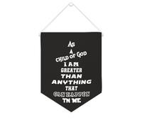 Striscione in tela con scritta in lingua inglese "As a child of God, I Am Greater Than Anything That Can Happen to Me", 25,4 x 30,5 cm, motivazionale da appendere alla parete, decorazione da parete