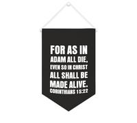 Striscione in tela con scritta in lingua inglese "For As in Adam All Die,even So in Christ All Shall Be Made Alive" da appendere alla parete, striscione decorativo da parete, per soggiorno, camera da
