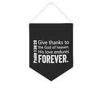 Striscione in tela con scritta in lingua inglese "Give Thanks to The God of Heaven. His Love Endures Forever", 25,4 x 30,5 cm, motivazionale da appendere alla parete, decorazione da parete per camera