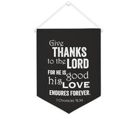 Striscione in tela con scritta in lingua inglese "Give Thanks to The Lord,for He Is Good", da appendere alla parete, per soggiorno, camera da letto, ufficio, vacanze, 30,5 x 40,6 cm