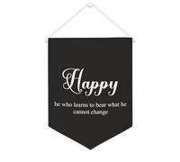 Striscione in tela con scritta in lingua inglese "Happy He Who Learns to Bear What He Cannot Change", da appendere alla parete, decorazione per la casa, per soggiorno, camera da letto, ufficio, regali