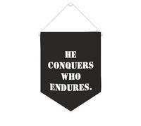 Striscione in tela con scritta in lingua inglese "He Conquers Who Endures", da appendere alla parete, decorazione per la casa, per soggiorno, camera da letto, ufficio, regali per le vacanze, 25,4 x
