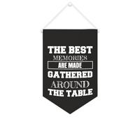 Striscione in tela con scritta in lingua inglese "The Best Memories Are Made Gathered Around The Table", da appendere alla parete, decorazione per la casa, per soggiorno, camera da letto, ufficio