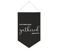 Striscione in tela con scritta in lingua inglese "The Best Memories Are Made Gathered Around The Table", da appendere alla parete, decorazione per la casa, per soggiorno, camera da letto, ufficio