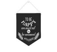 Striscione in tela con scritta in lingua inglese "To Be Happy We Must Not Be Too Concerned with Others", da appendere alla parete, decorazione per la casa, per soggiorno, camera da letto, ufficio
