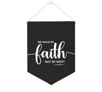 Striscione in tela con scritta in lingua inglese "We Walk by Faith Not by Sight Corinthians 5: 7", da appendere alla parete, per casa, soggiorno, camera da letto, ufficio, regali per vacanze, 30,5 x