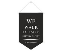 Striscione in tela con scritta in lingua inglese "We Walk by Faith Not by Sight Corinthians 5:7", da appendere alla parete, per la casa, per soggiorno, camera da letto, ufficio, regali per le vacanze