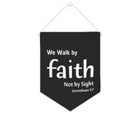 Striscione in tela con scritta in lingua inglese "We Walk by Faith Not by Sight Corinthians 5:7", da appendere alla parete, per casa, soggiorno, camera da letto, ufficio, regali per le vacanze, 25,4 x