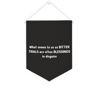 Striscione in tela con scritta in lingua inglese "What Seems to Us As Bitter Trials Are Often Blessings in Disguise", 30,5 x 40,6 cm, motivazionale da appendere alla parete, decorazione da parete per
