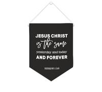 Striscione in tela con scritta "Jesus Christ Is The Same Yesterday And Today And Forever", 25,4 x 30,5 cm, motivazionale da appendere alla parete, decorazione da parete per camera da letto, cameretta