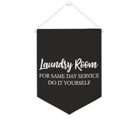 Striscione in tela con scritta "Laundry Room For Same Day Service Do It Yourself", da appendere alla parete, decorazione per la casa, per soggiorno, camera da letto, ufficio, regali per vacanze, 30,5
