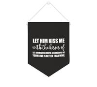 Striscione in tela con scritta "Let Him Kiss Me with The Kisses of His mouth", 25,4 x 30,5 cm, motivazionale, da appendere alla parete, decorazione da parete per camera da letto, cameretta dei bambini