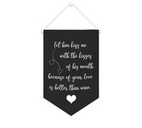 Striscione in tela con scritta "Let Him Kiss Me with The Kisses of His mouth", 25,4 x 38,1 cm, motivazionale da appendere alla parete, decorazione da parete per camera da letto, cameretta dei bambini