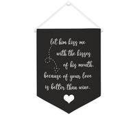 Striscione in tela con scritta "Let Him Kiss Me with The Kisses of His mouth", da appendere alla parete, decorazione per la casa, per soggiorno, camera da letto, ufficio, regali per vacanze, 30,5 x