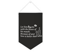 Striscione in tela con scritta "Let Him Kiss Me with The Kisses of His mouth", da appendere alla parete, decorazione per la casa, per soggiorno, camera da letto, ufficio, regali per le vacanze, 25,4 x