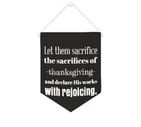 Striscione in tela con scritta "Let Them Sacrifice The Sacrifices of Thanksgiving 25,4 x 30,5 cm, motivazionale, da appendere alla parete, decorazione da parete per camera da letto, cameretta dei