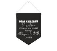 Striscione in tela con scritta "Let Us Not Love with Words or Tongue", 25,4 x 30,5 cm, motivazionale, da appendere alla parete, decorazione da parete per camera da letto, cameretta dei bambini