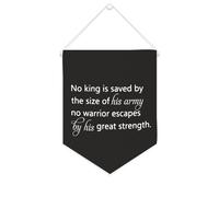 Striscione in tela con scritta "No King Is Saved by The Size of the Size" (lingua italiana non garantita), da appendere alla parete, per soggiorno, camera da letto, ufficio, regali per le vacanze