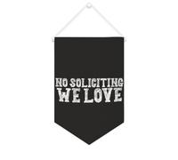 Striscione in tela con scritta "No Soliciting We Love", da appendere alla parete, decorazione per la casa, per soggiorno, camera da letto, ufficio, regali per le vacanze, 25,4 x 38,1 cm