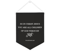 Striscione in tela con scritta "So in Christ Jesus You Are All Children of God through Faith", da appendere alla parete, per la casa, per soggiorno, camera da letto, ufficio, regali di vacanza