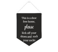 Striscione in tela con scritta "This Is A Shoe Free Home,please Kick Off Your Shoes", 25,4 x 30,5 cm, motivazionale, da appendere alla parete, decorazione da parete per camera da letto, cameretta dei