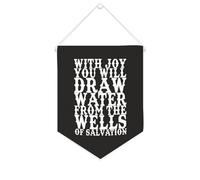Striscione in tela con scritta "With Joy You Will Draw Water from the Wells of Salvation", da appendere alla parete, decorazione per la casa, per soggiorno, camera da letto, ufficio, regali per le