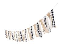 Striscione in Tela di Iuta Pizzo e Quadri per Porta e Soffitto | Tessuto, Lino e Pizzo, Prefilato e Riutilizzabile, Decorazione Rustica Naturale per Feste e Matrimoni