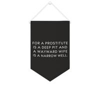 Striscione in tela motivazionale da appendere alla parete con scritta in lingua inglese "for a prostitute is a deep pit and a wayward wife is a Narrow Well", 25,4 x 38,1 cm, decorazione da parete per