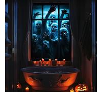 Striscione in tessuto spaventoso per porte e finestre di Halloween, poster inquietante per interni ed esterni